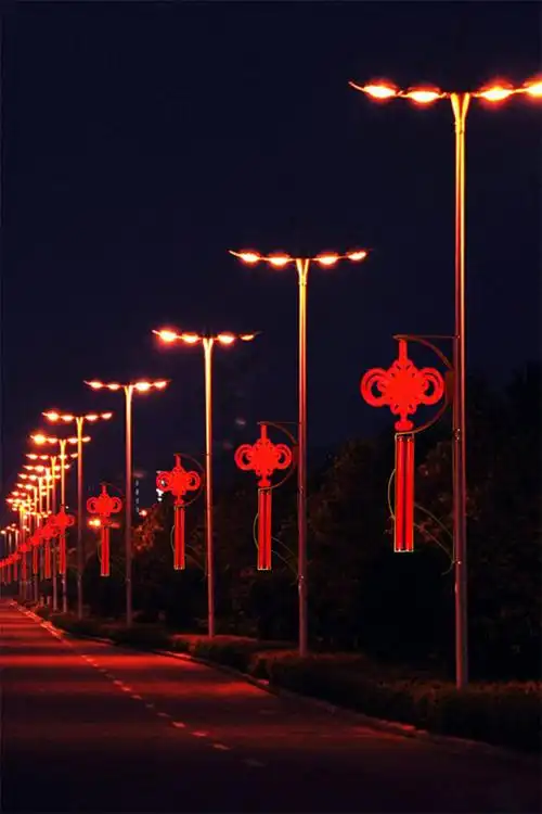 中国结灯路灯杆厂家新农村景观亮化道路灯户外亚克力装饰灯福 红色