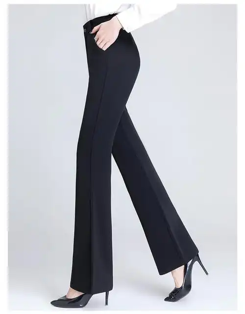 垂感喇叭裤女秋冬季新款中厚款高腰显瘦微喇叭西裤宽松女长裤甩裤黑色