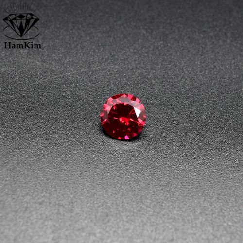 天然色玫瑰红宝石圆形裸石圆钻形尖底红刚玉ruby鸽血红戒面未镶嵌