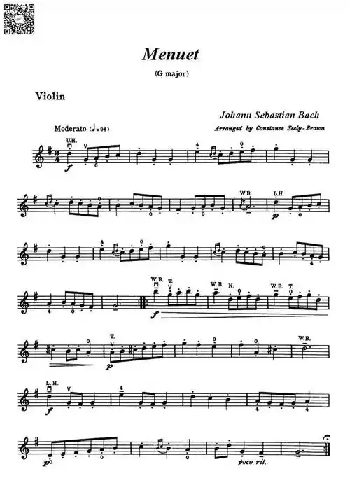 巴赫第三小步舞曲 g大调 小提琴谱钢琴伴奏谱2 乐谱曲谱总谱分谱伴奏