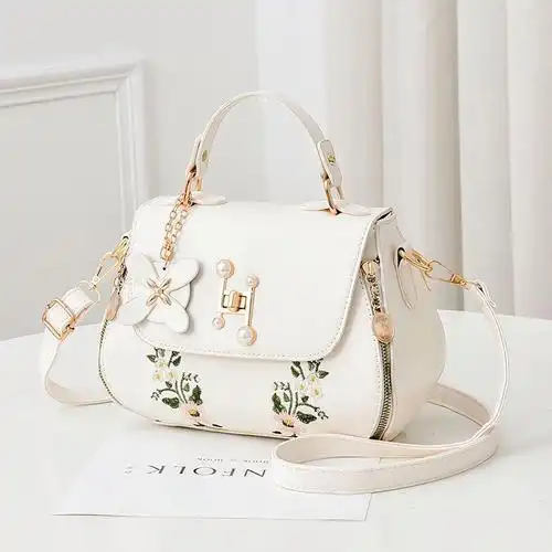女士包包女2020新款时尚中年妈妈包绣花单肩斜挎手提包