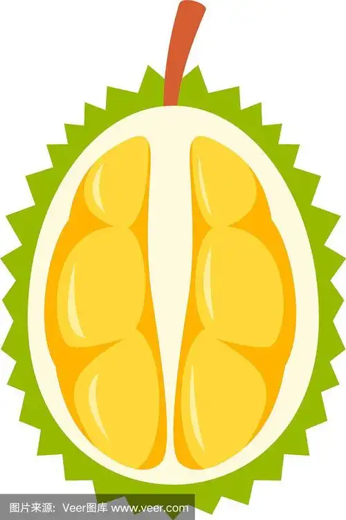 半鲜榴莲图标扁平化风格