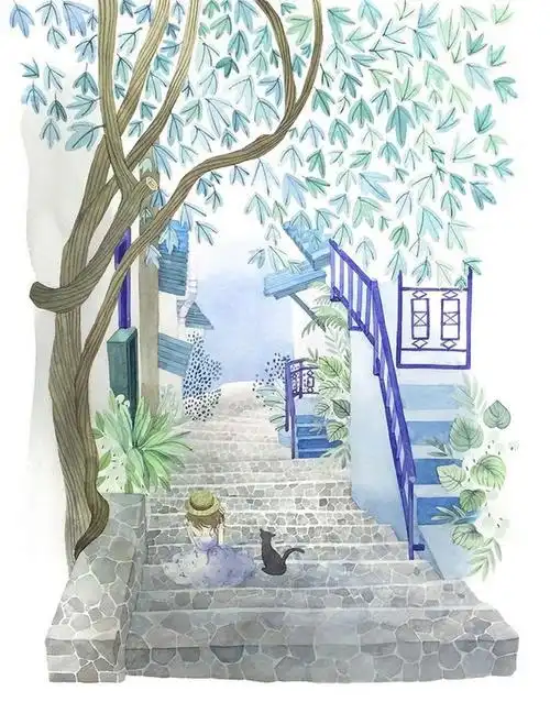 【插画师rosa的作品欣赏】—— 看海