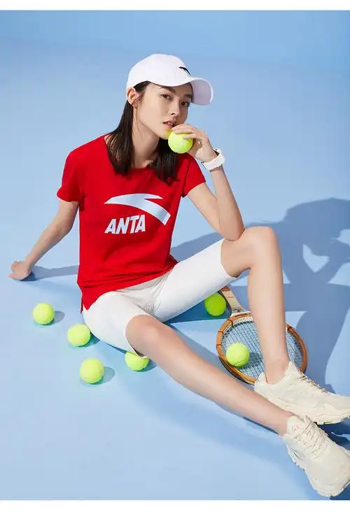 安踏短袖t恤女装2022夏季新款白色打底衫运动休闲棉上衣潮t恤纯色logo