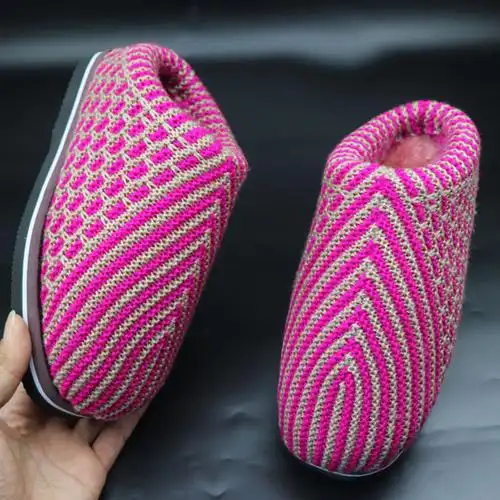 2021年新款毛线手工编织鞋拖鞋结婚婚庆鞋成品毛线勾拖鞋防滑耐磨