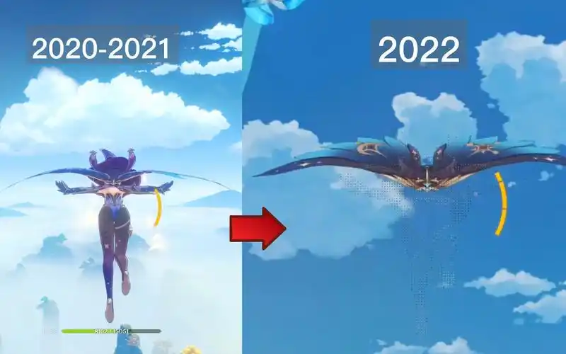 原神飞行视角和谐前后对比