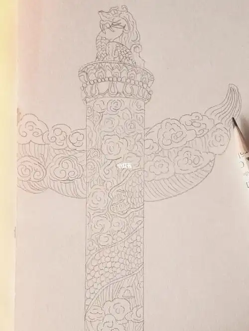 欢度国庆手绘华表