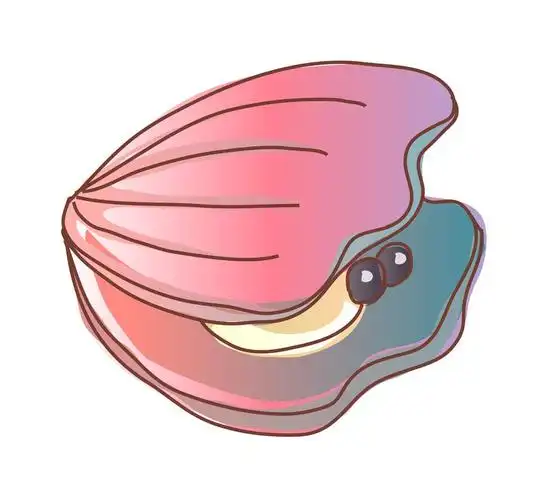 海洋蚌珠,矢量,海生蛤蜊与白色背景上的一颗明珠