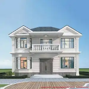 b826新农村二层欧式别墅设计图纸两层复式挑空自建房屋建筑施工图