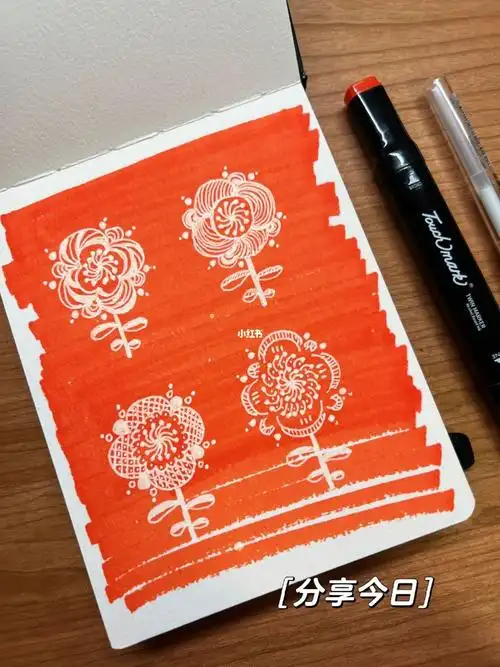 桔色:touchmark 22号(french vermilion)白色:三菱高光笔#手绘  #画画