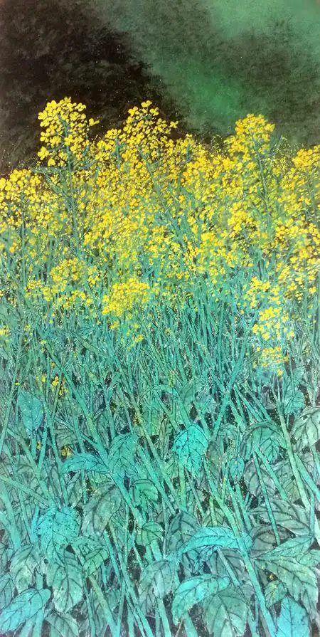 春花随风吟——赏画家龙万和油菜花作品|中国画|工笔画|美展_网易订阅