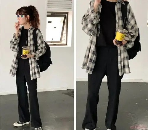 女款格子衬衫外套,这样搭配随性又好看