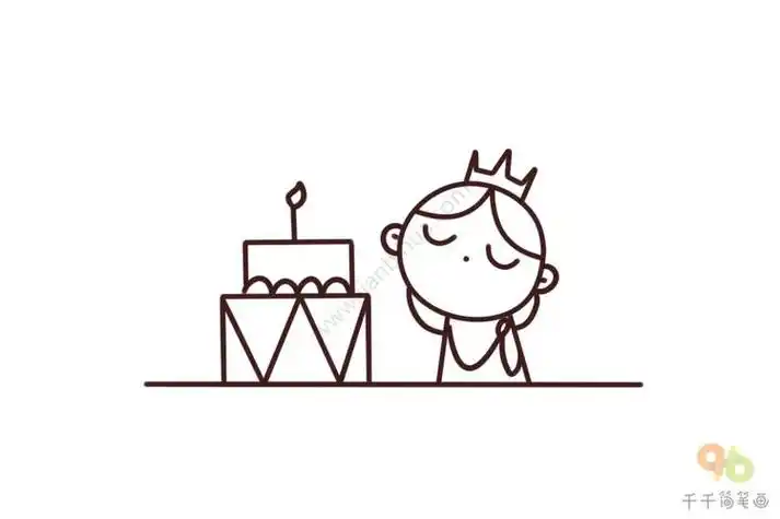 一生日的小女孩简笔画