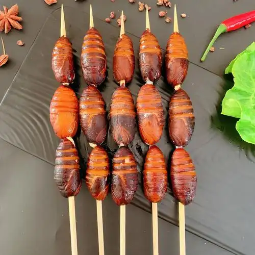 大蚕蛹串新鲜冷冻蚕蛹串大茧蛹子蝉蛹知了烧烤油炸串串商用