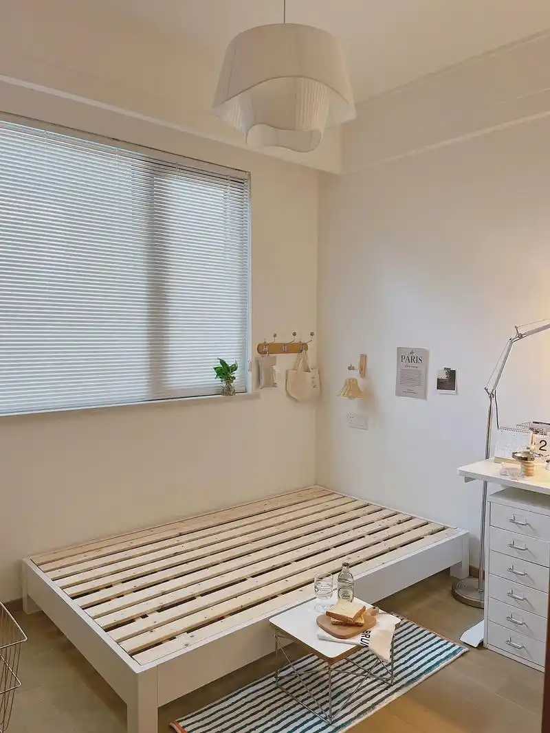 小卧室布置7815无床头床架 l型半包围书桌.