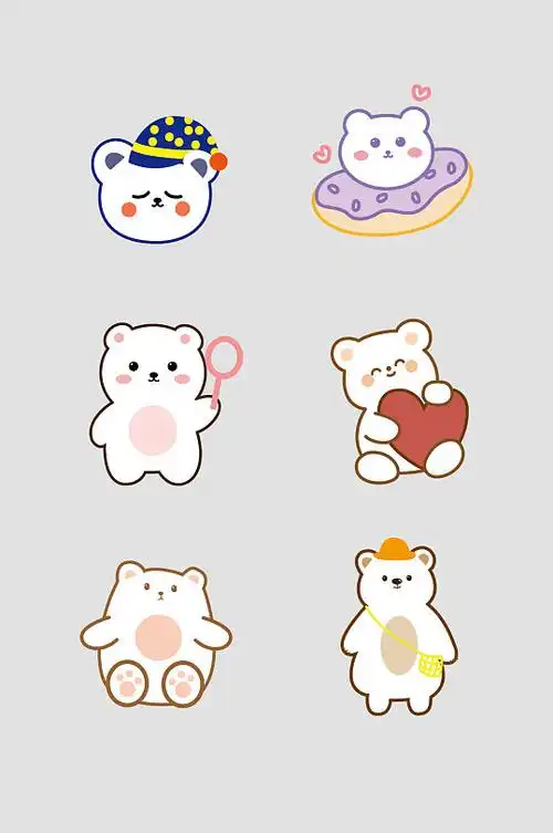 矢量卡通手绘小熊