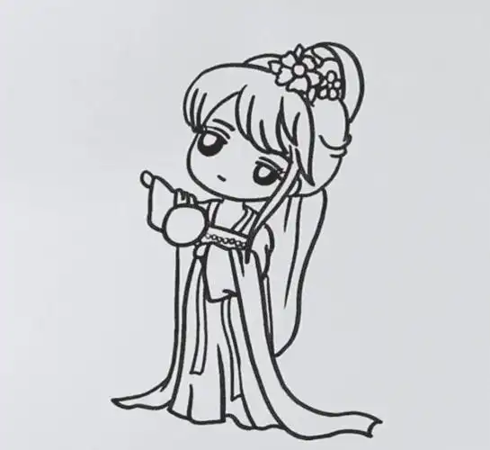 古装少女怎么画古装少女简笔画画法步骤教程 大人简笔画