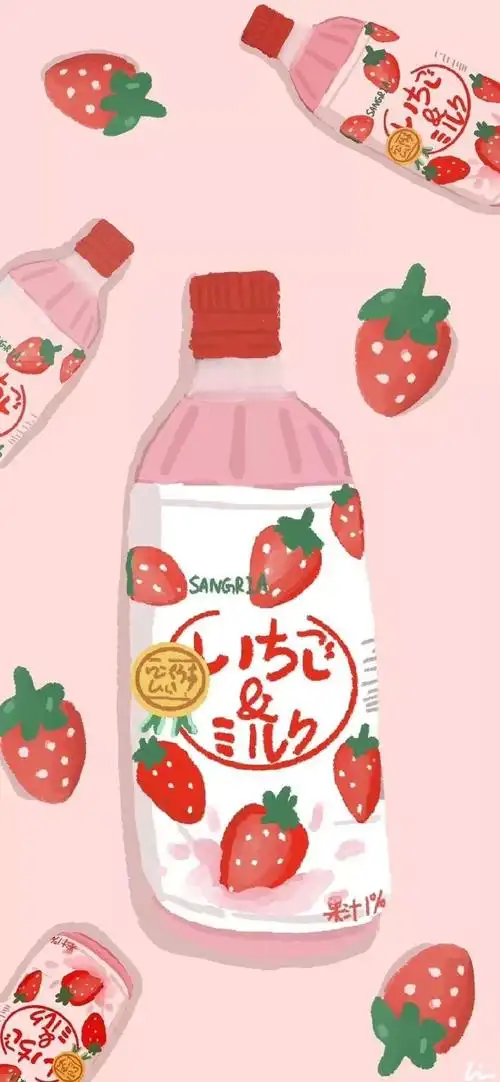 可爱草莓汽水壁纸_手机壁纸_动漫卡通手机壁纸_我要个性网