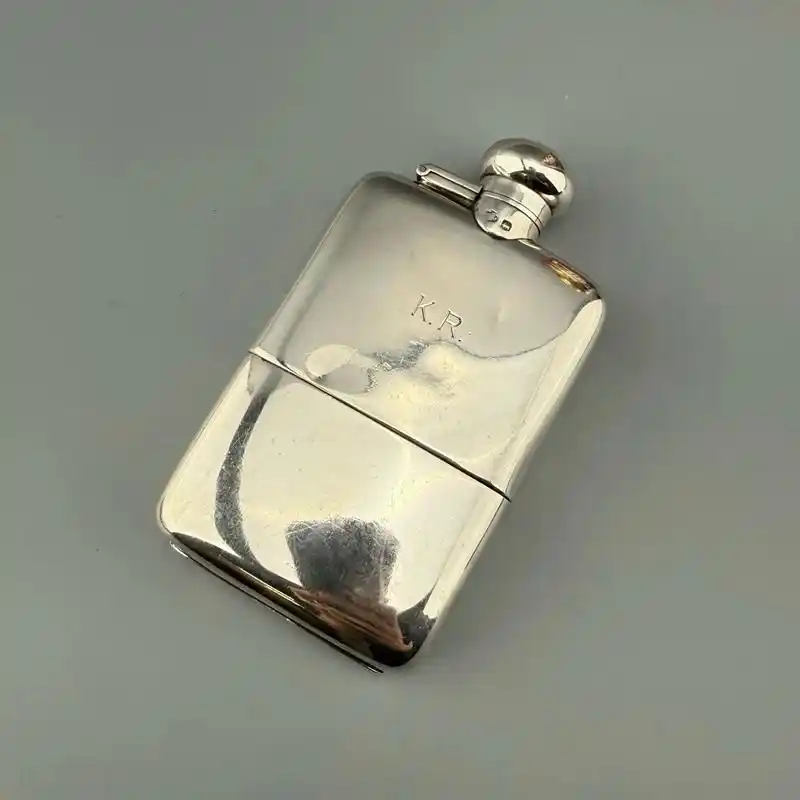 英国古董纯银随身酒壶.1930年英国谢菲尔德出品,重191