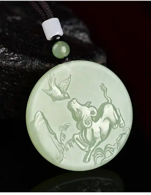 景禾和田玉牛气冲天吊坠天然玉石生肖牛玉坠扭转乾坤玉佩挂件玉牌