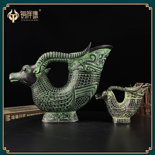 青铜器古牛头杯牛角杯 十二生肖牛摆件牛樽酒樽帝王杯古代酒杯