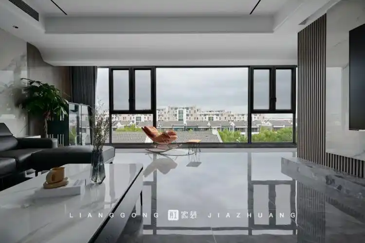 160㎡开放式大客厅全景落地窗视野超开阔敞亮感拉满