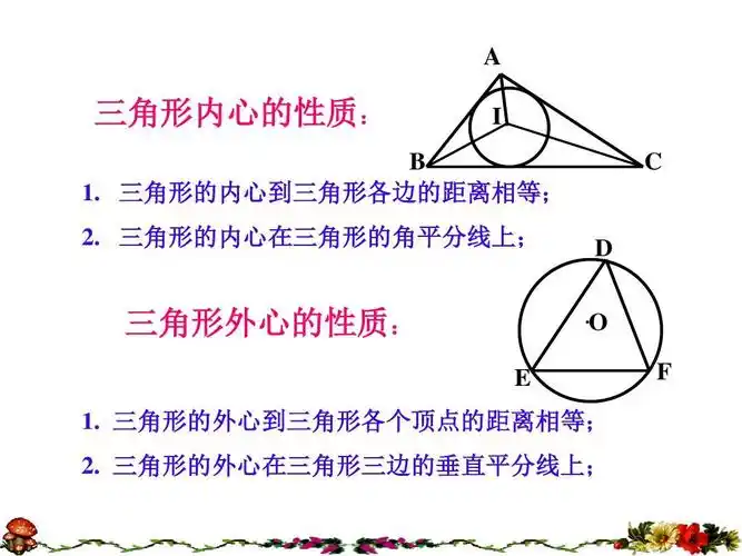 a 三角形内心的性质: i. c d   o b 1.