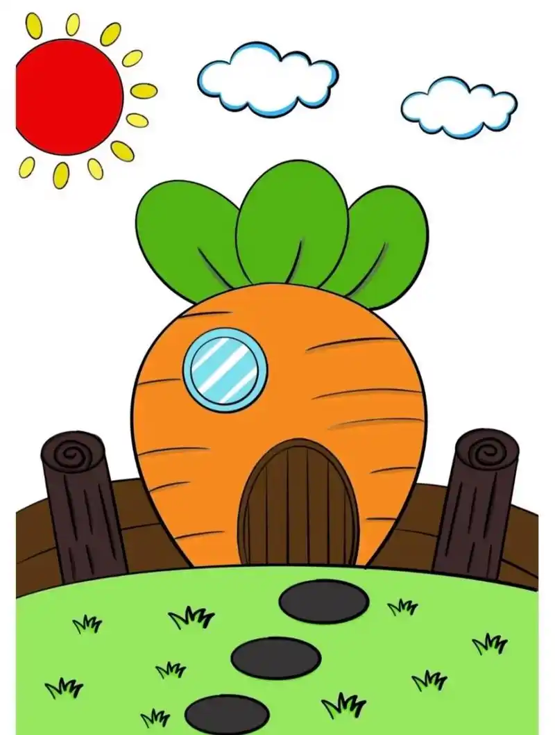 简笔画教程分享《胡萝卜》 儿童简笔画水果房子