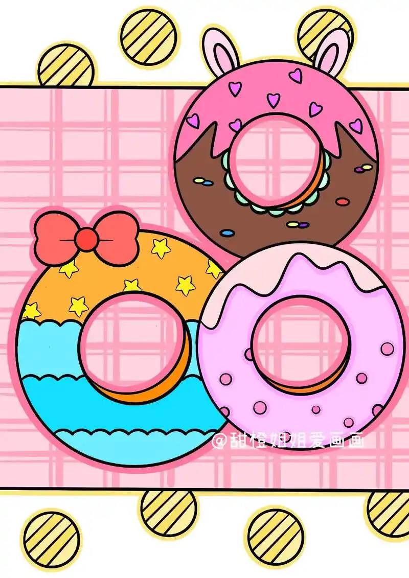 美味的甜甜圈.好吃的甜甜圈,谁不想拥有呢#画画 #儿童画 # - 抖音