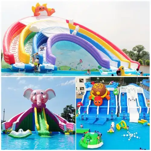 夏季户外打卡水上儿童乐园网红充气城堡彩虹龙头水滑梯