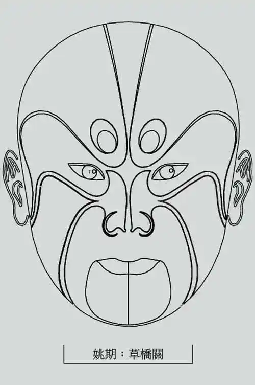姚期草桥关线稿脸谱矢量素材