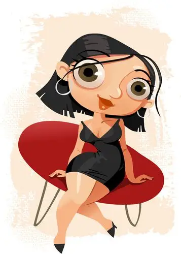 坐在椅子上的美女矢量素材下载(图片id:341786)_-卡通形象-矢量素材