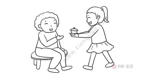 关于孝亲敬老的简笔画