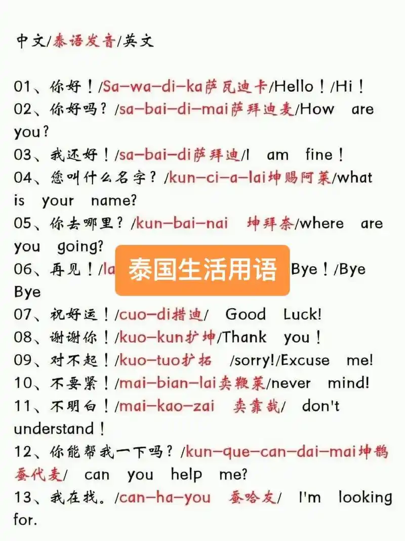 学会这些泰文 在泰国出行游玩无忧 #泰国 #泰 - 抖音