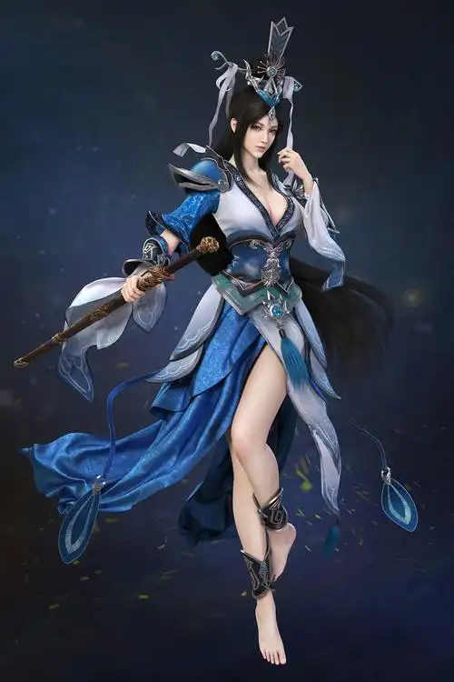 插画中国风古装3d古风迷人上围美女