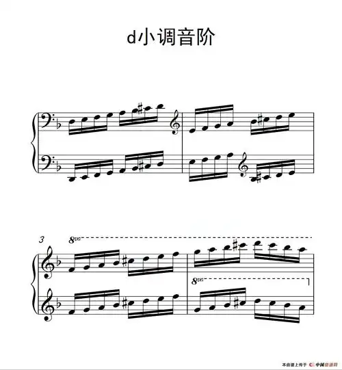 第四级 d小调音阶(中国音乐学院钢琴考级作品1~6级)(1)_50_100_1.png
