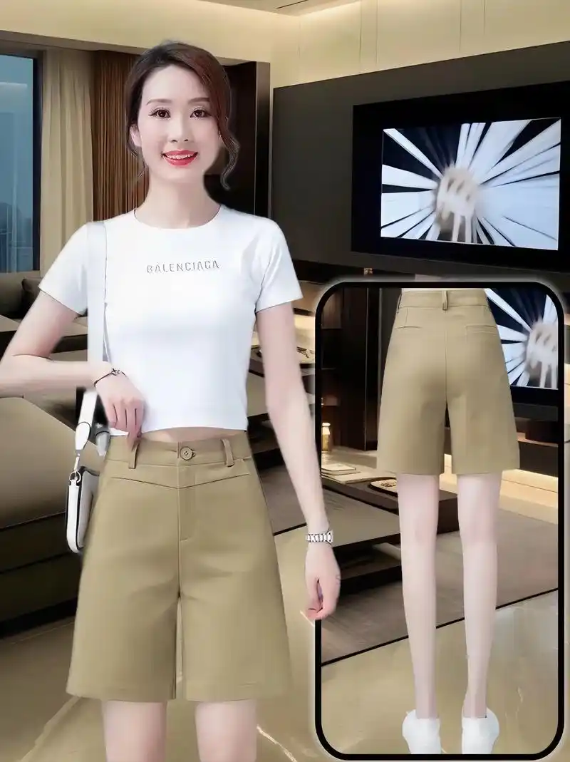 这款五分裤一定是夏季的时尚宠儿!宽松显瘦的设计,高腰阔腿直筒的款式