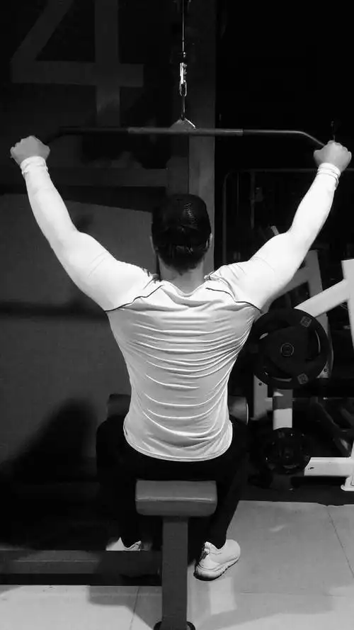 坐姿高位下拉:主练背阔肌.