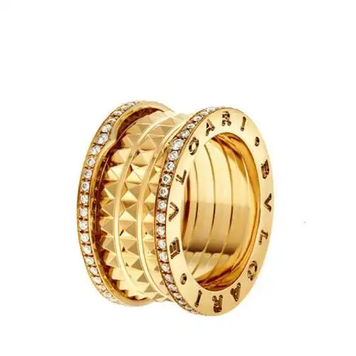 bvlgari宝格丽bzero1系列k金四排戒指镶边钻石密钉戒指指环357902