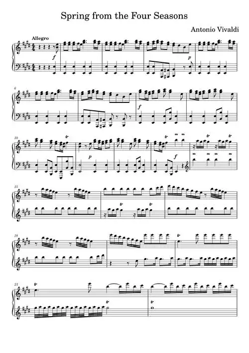 维瓦尔第维瓦尔第四季钢琴谱