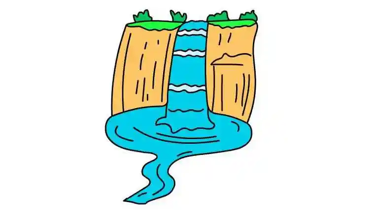 瀑布简笔画怎么画