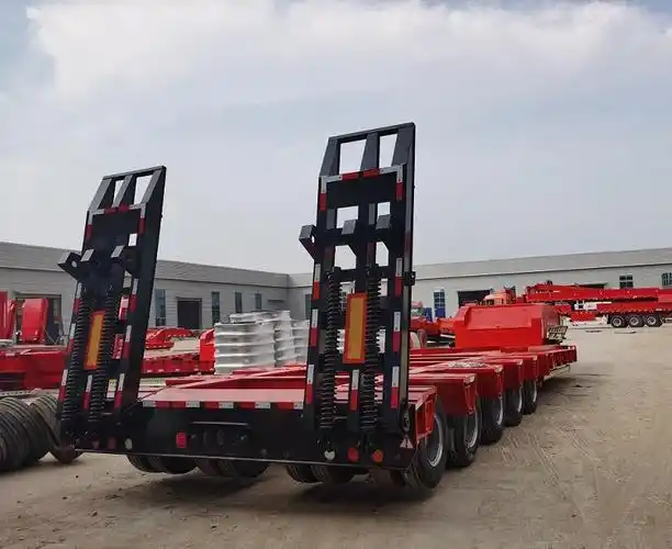 四线八轴低平板半挂车16米五线十轴低平板拖车12米钩机板运输车