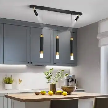 灯宴餐厅灯吊灯三头带射灯现代简约创意遥控三色灯家用饭厅灯餐桌灯