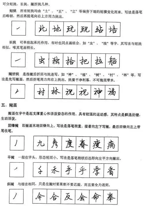 硬笔行书基本笔画
