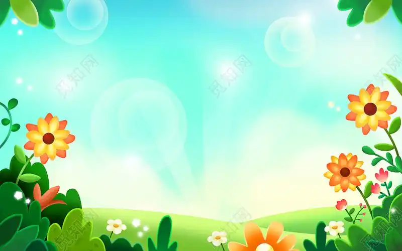 春暖花开卡通春天插画横版封面主页背景jpeg
