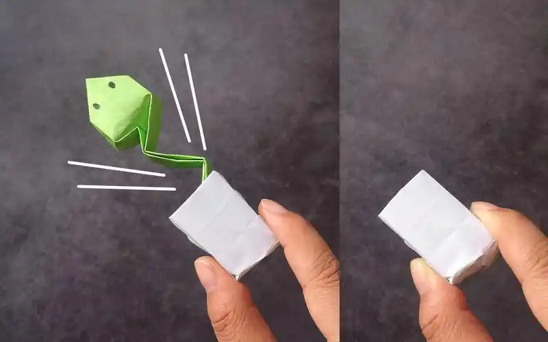 会伸缩的弹簧蛇折纸,简单的手工动物玩具,解压解闷儿