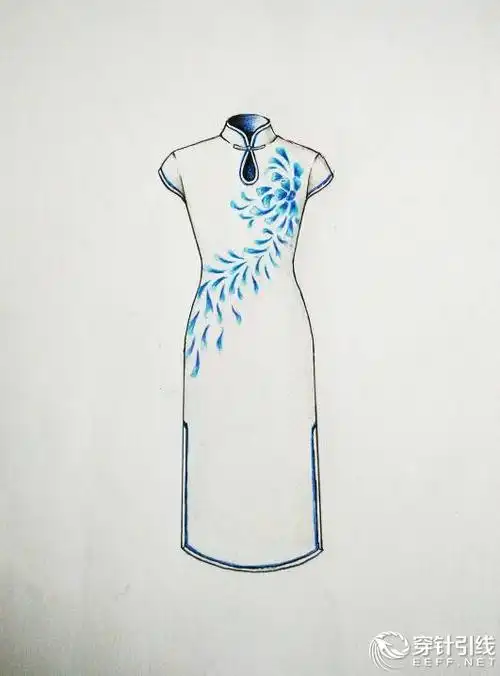 刺绣旗袍效果图