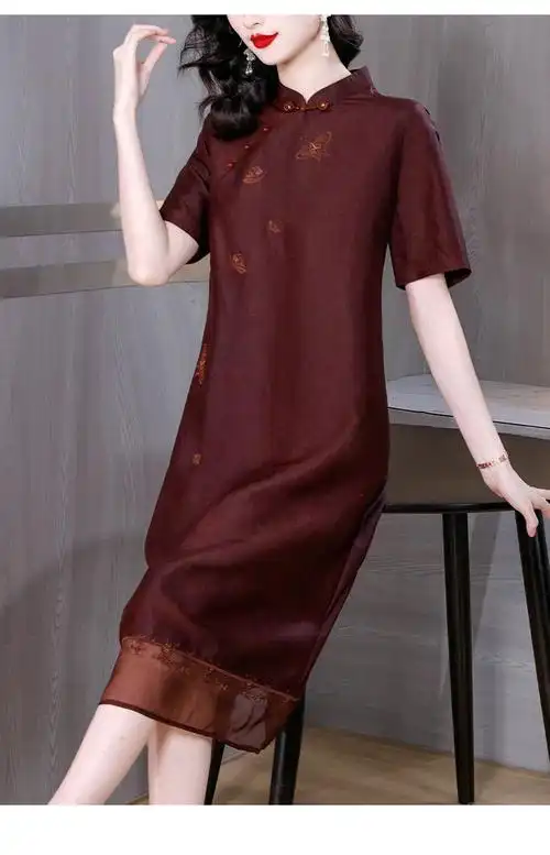 红云纱连衣裙香云纱女装专柜正品改良旗袍裙**重磅真丝桑蚕丝… - 17