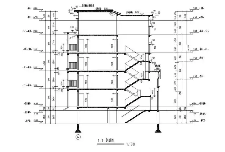 多层框架剪力墙结构住宅小区建筑剖面图