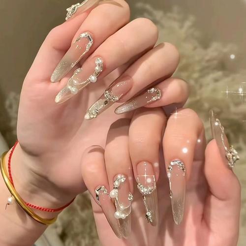 春季新款穿戴美甲超长高贵显白持久舞台假指甲贴片可拆卸成品美甲
